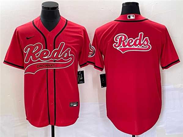 Men%27s Cincinnati Reds Red Team Big Logo With Patch Cool Base Stitched Baseball Jersey->cleveland indians->MLB Jersey